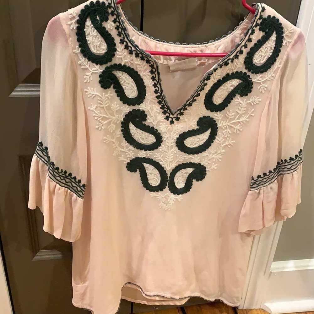 Beautiful Rangoli silk blouse and pink and gray fully lined
